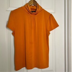 Rafaella Women's Orange Cowl Neck Casual Relaxed fit Office Blouse Size Large